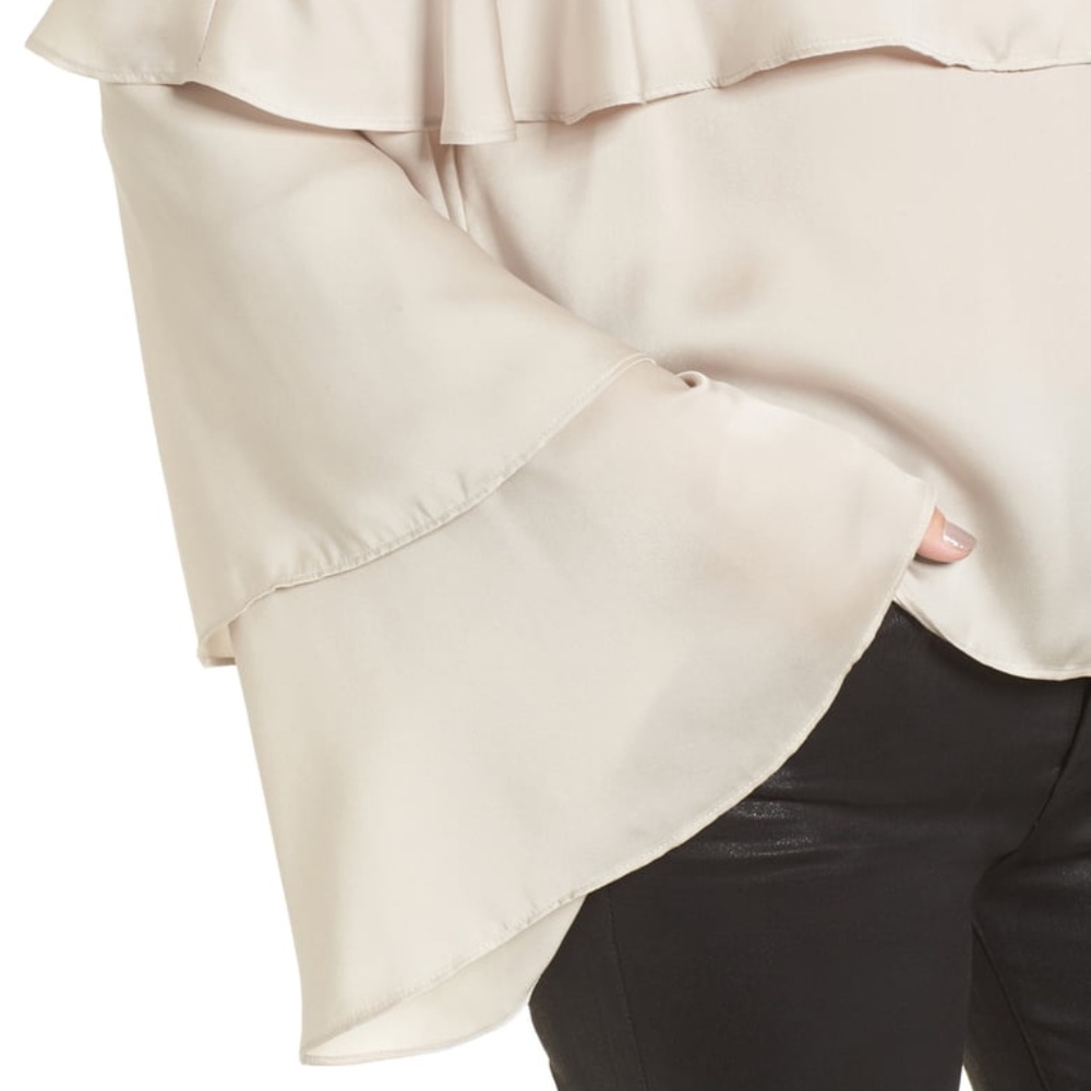 Leith Off the Shoulder Silky Ruffle Top M - Picture 3 of 7